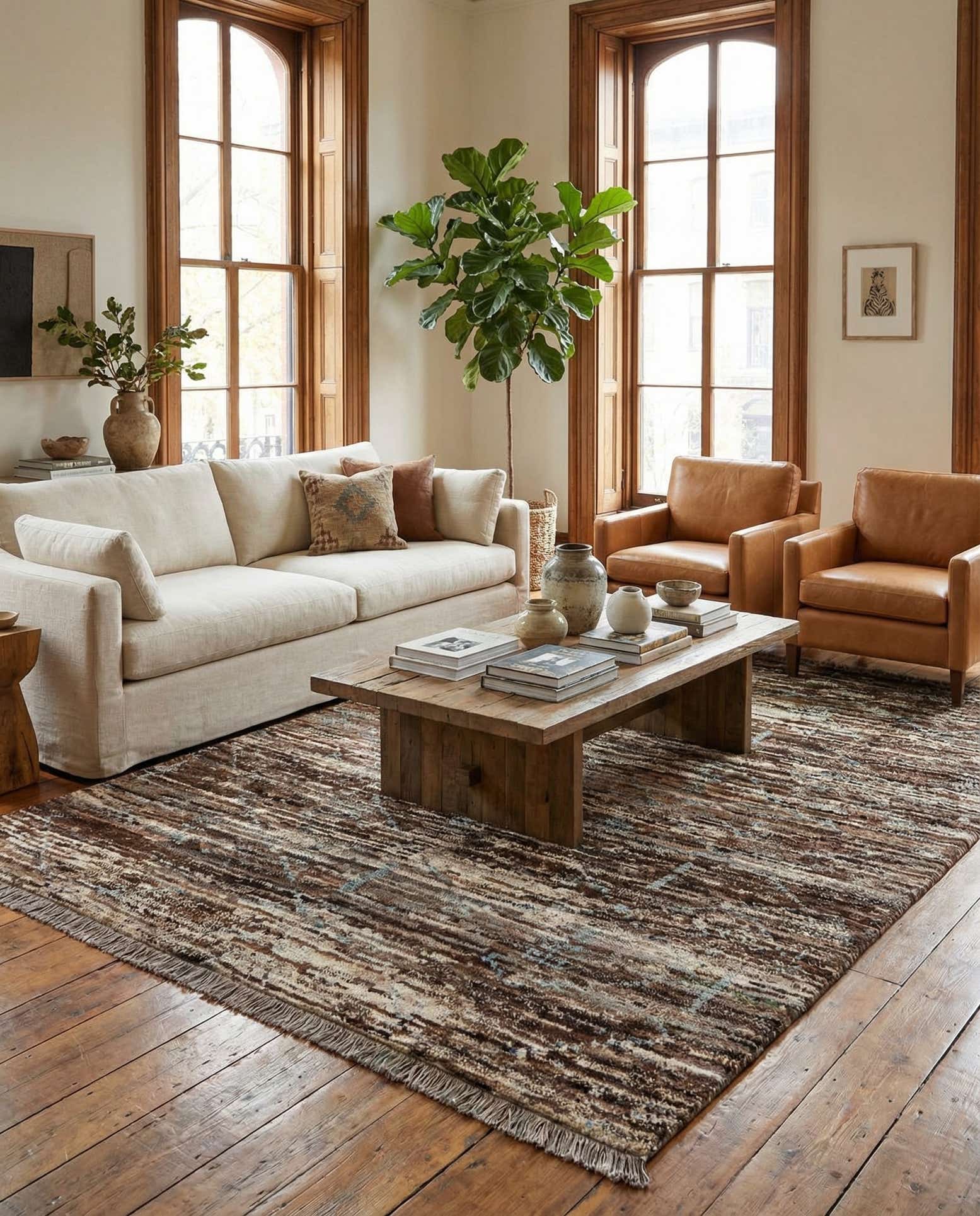6' 9 x 8' 11 Hand Knotted Moroccan Wool Rug