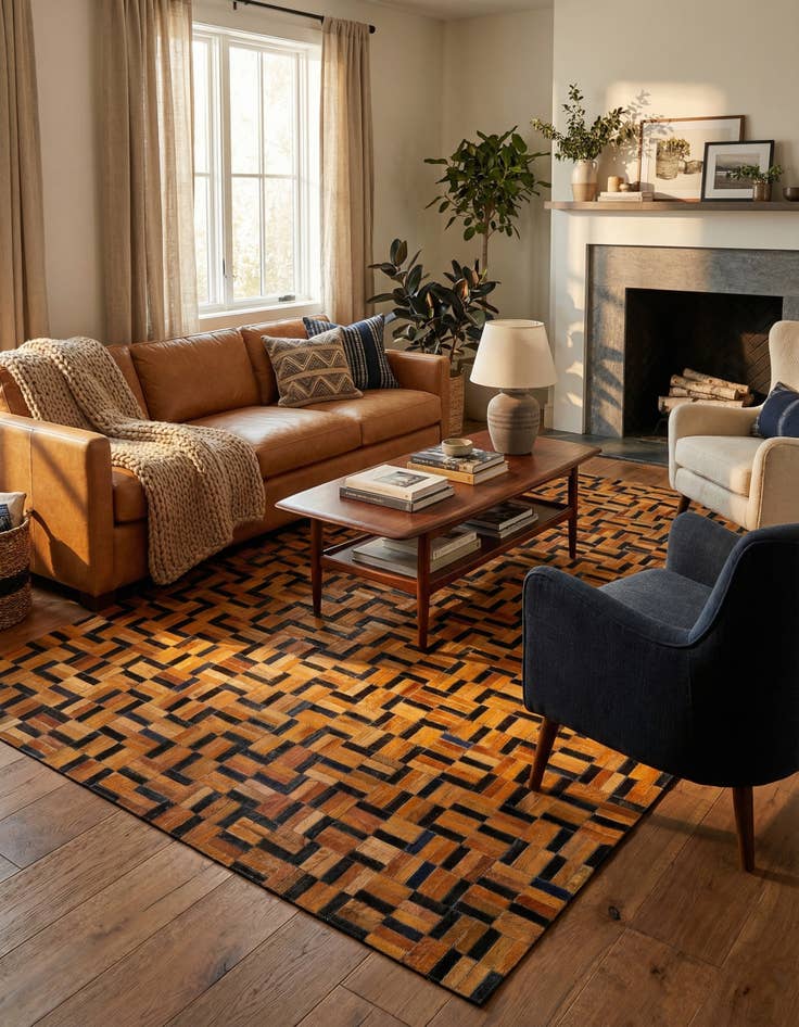 Detail image of 5' x 8' Cowhide - Patchwork Rug