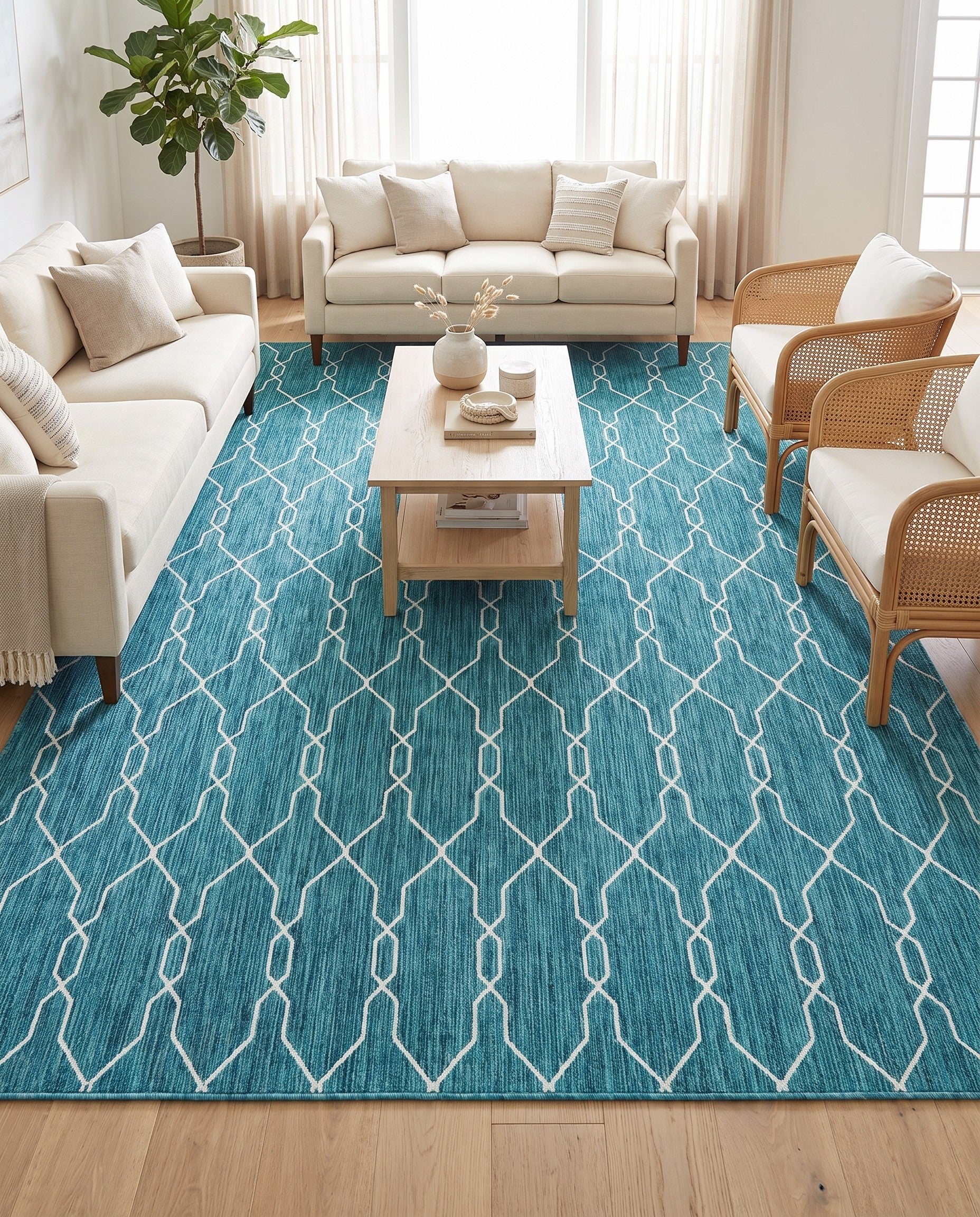 9' x 12' Easy-Clean Trellis Indoor / Outdoor Rug