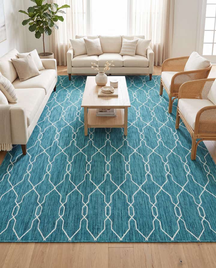 9' x 12' Easy-Clean Trellis Indoor / Outdoor Rug
