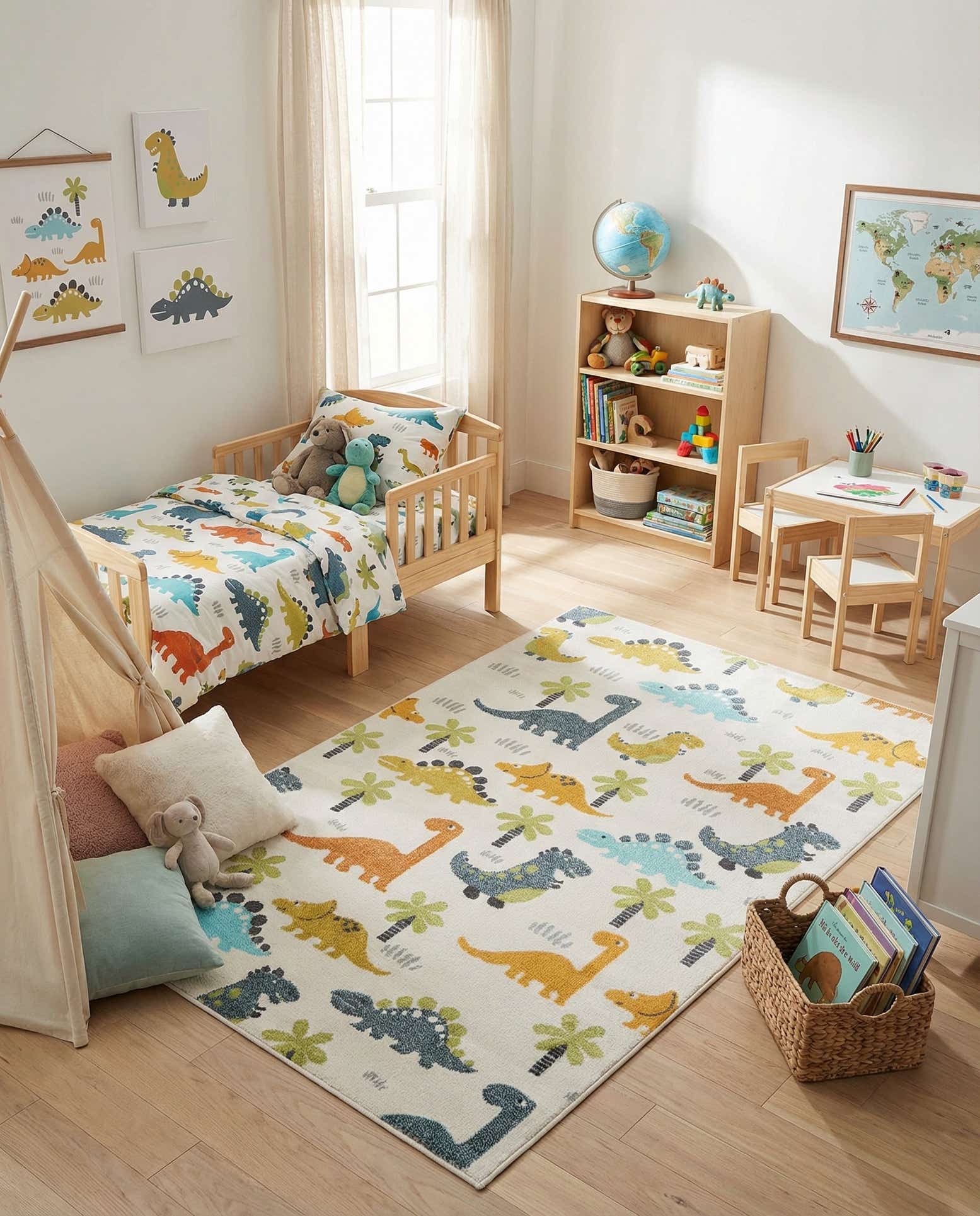 5' 3 x 8' Dinosaur Whimsy Kids Rug