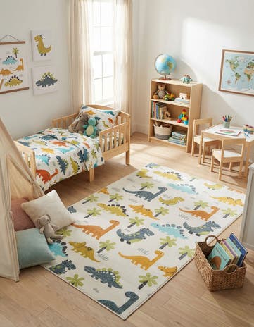 5' 3 x 8' Dinosaur Whimsy Kids Rug