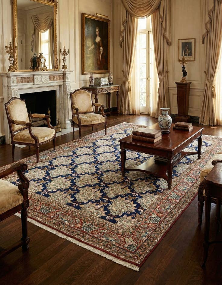 Detail image of 7' x 10' 8  Hand Knotted Kashan Persian Rug