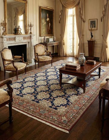 7' x 10' 8 Hand Knotted Kashan Persian Rug