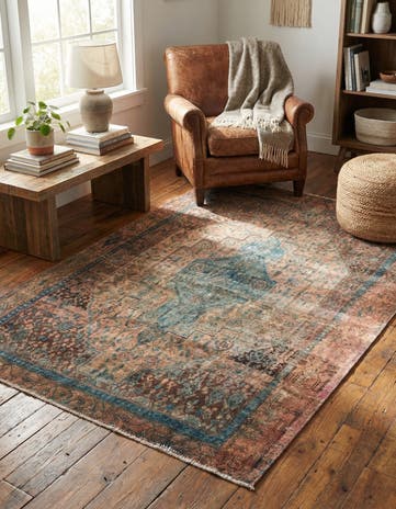 4' 9 x 7' 2 Hand Knotted Ultra Vintage Persian Wool Rug