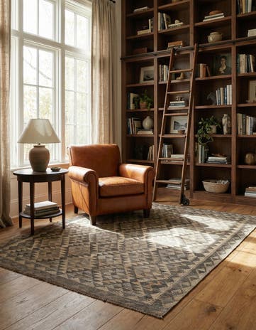 5' 1 x 6' 6 Hand Woven Kilim Maymana Wool Rug