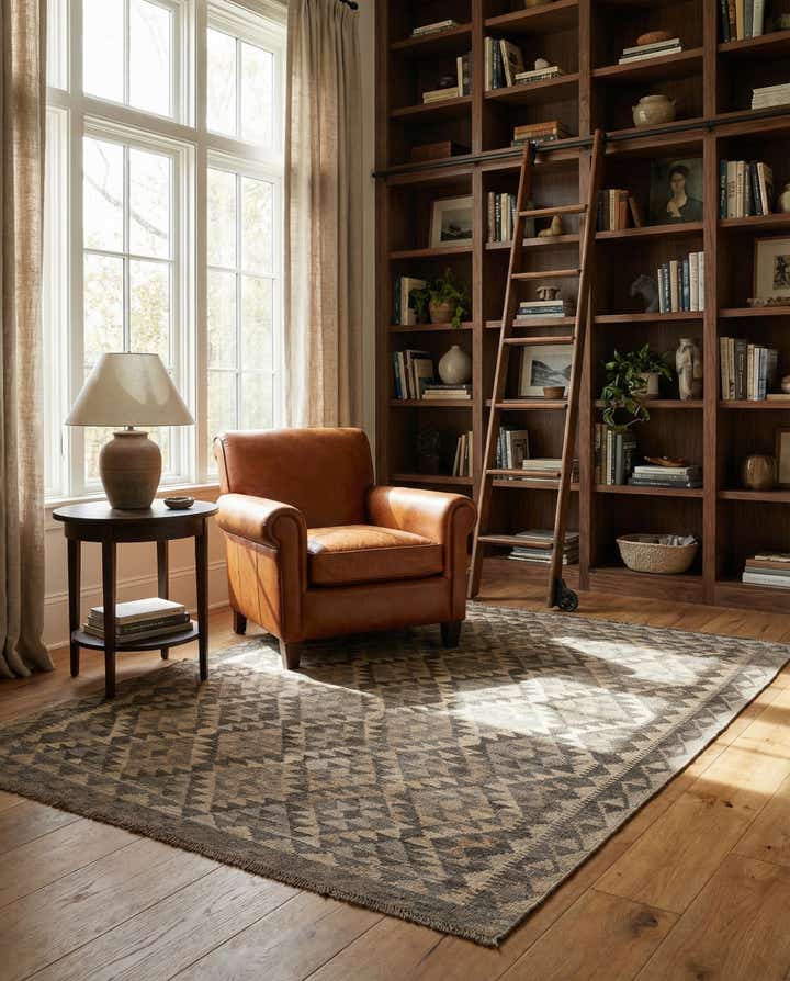 5' 1 x 6' 6 Hand Woven Kilim Maymana Wool Rug