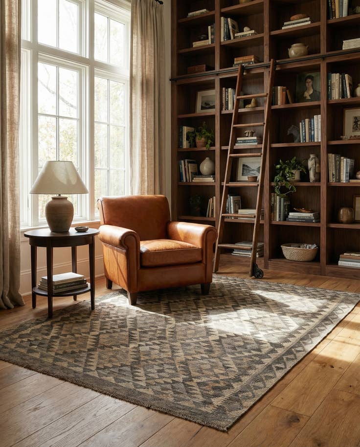 Detail image of 5' 1 x 6' 6 Hand Woven Kilim Maymana Wool Rug