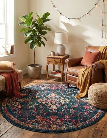 Navy Blue Madeline Round Rug