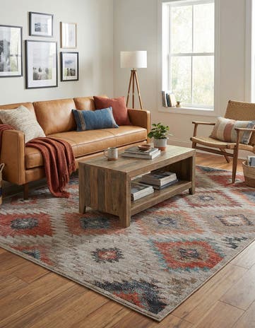Rust red and Beige Washable Sisu Rug
