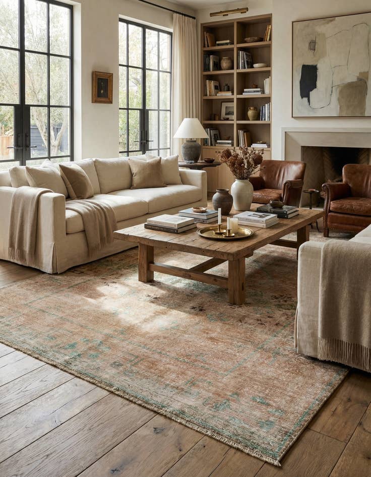 Detail image of  6' 7 x 9' 2  Hand Knotted Ultra Vintage Persian Wool Rug