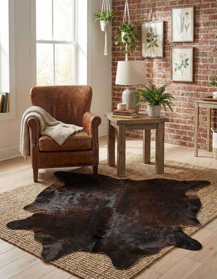 Detail image of 2' 1 x 2' 10 Cowhide Leather Rug