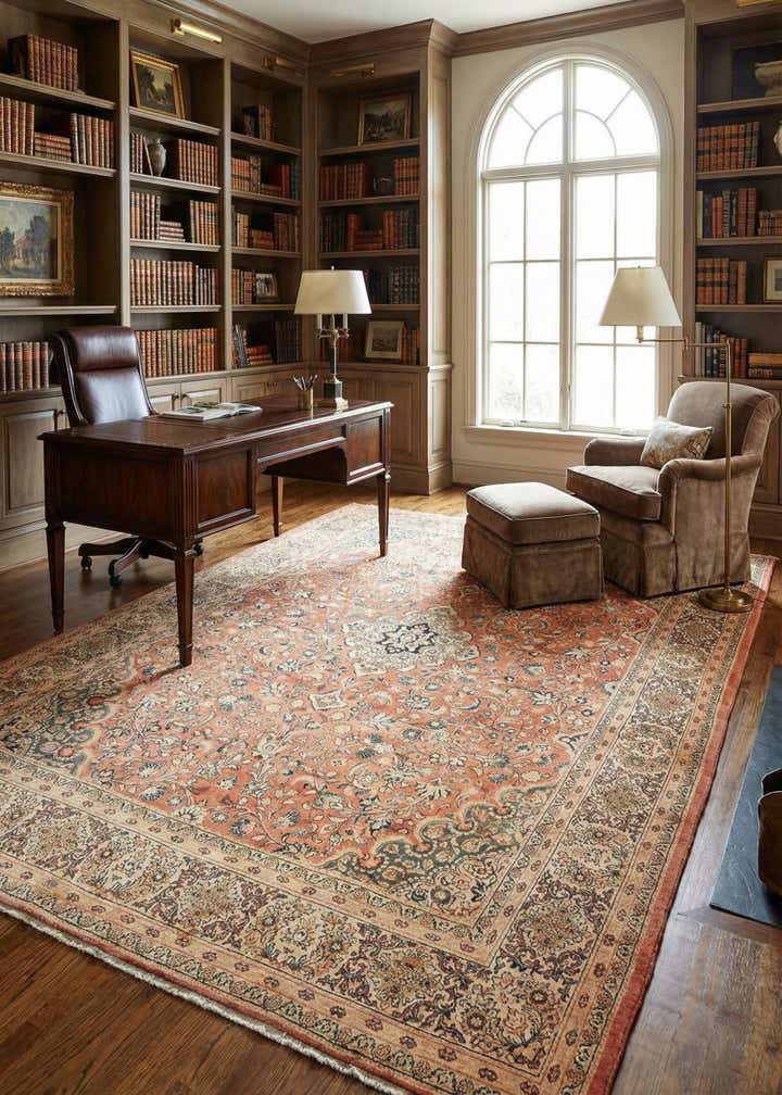 10' 6 x 13' 9 Hand Knotted Sarough Persian Wool Rug