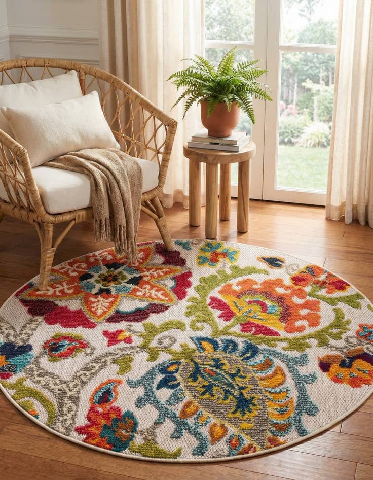 Detail image of  3' x 3'  Washable Casablanca Indoor / Outdoor Round Rug