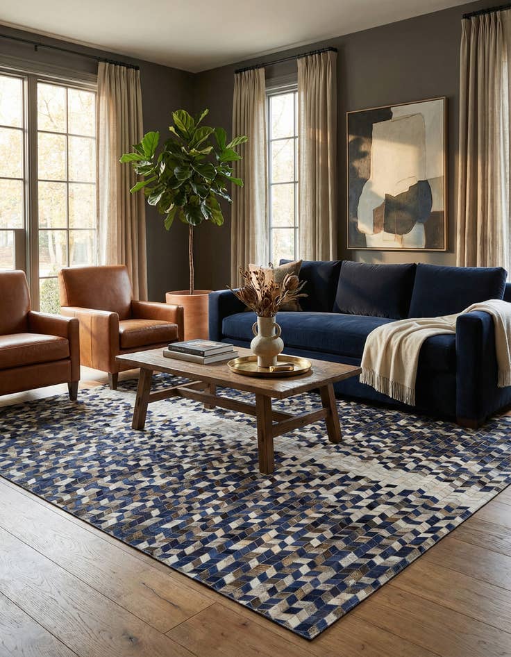 Detail image of 8' 2 x 9' Cowhide Stocks Rug