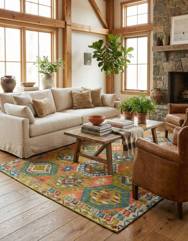 Detail image of 6' 8 x 9' 10 Hand Knotted Darya Wool Rug