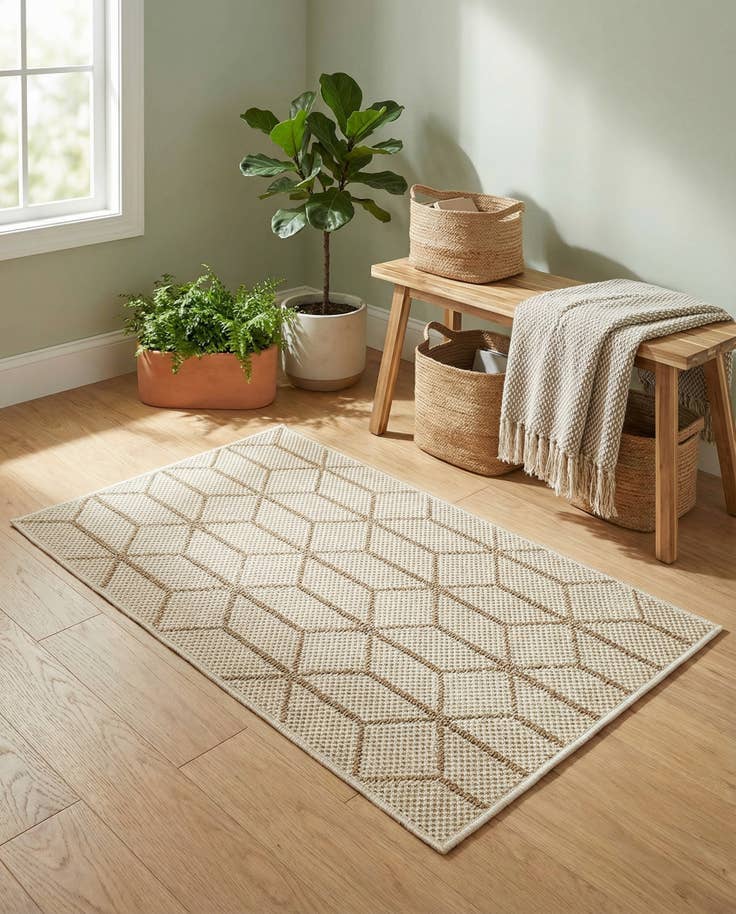 Detail image of 2' x 3' 1 Easy-Clean Trellis Indoor / Outdoor Rug