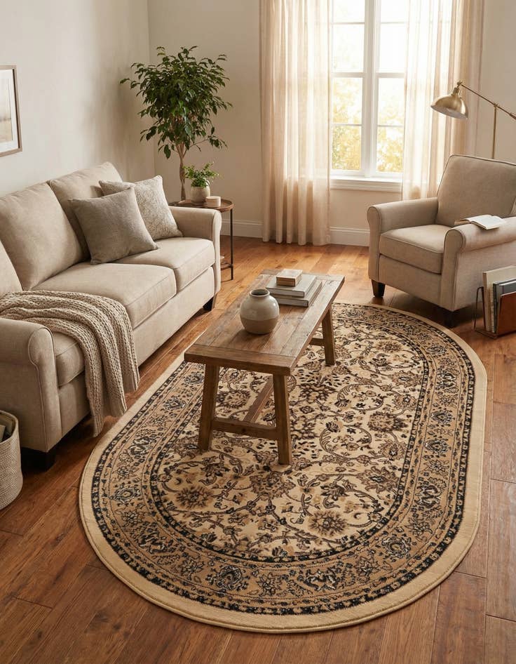 Detail image of 5' 3 x 8' Kashan Design Oval Rug