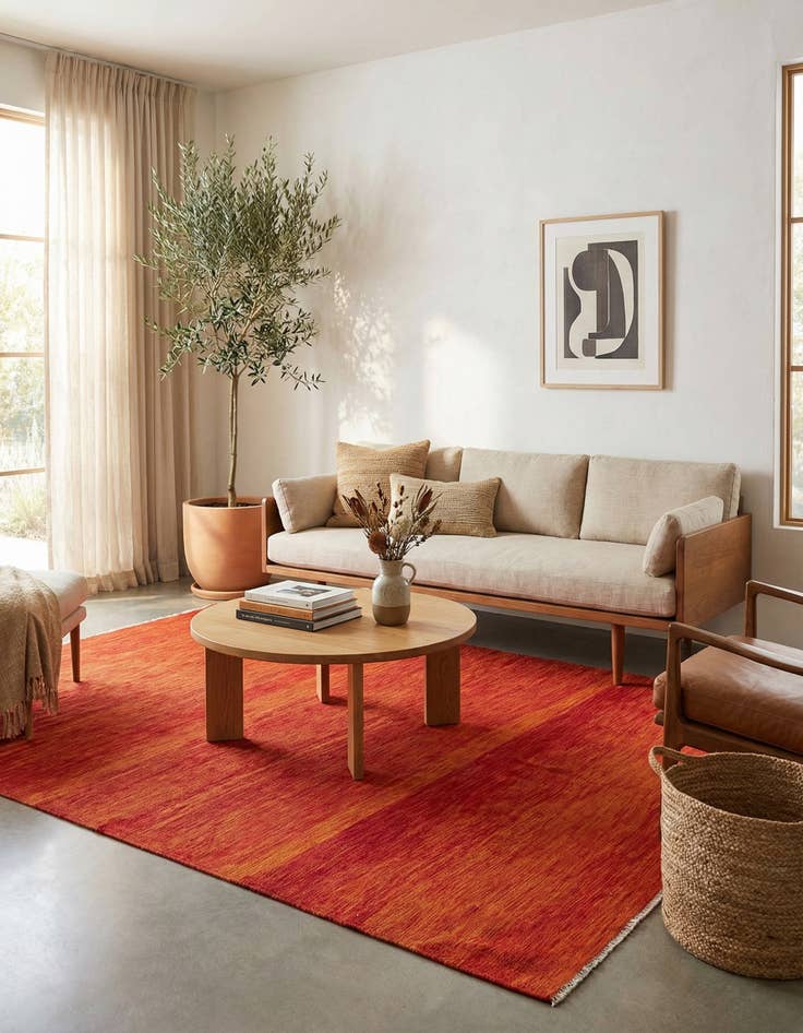 Detail image of 7' x 10'  Hand Woven Kilim Modern Wool Rug