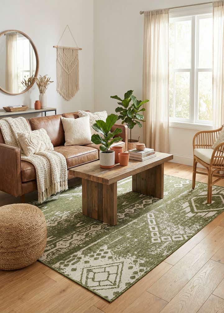 5' 3 x 8' Easy-Clean Bohemian Indoor / Outdoor Rug