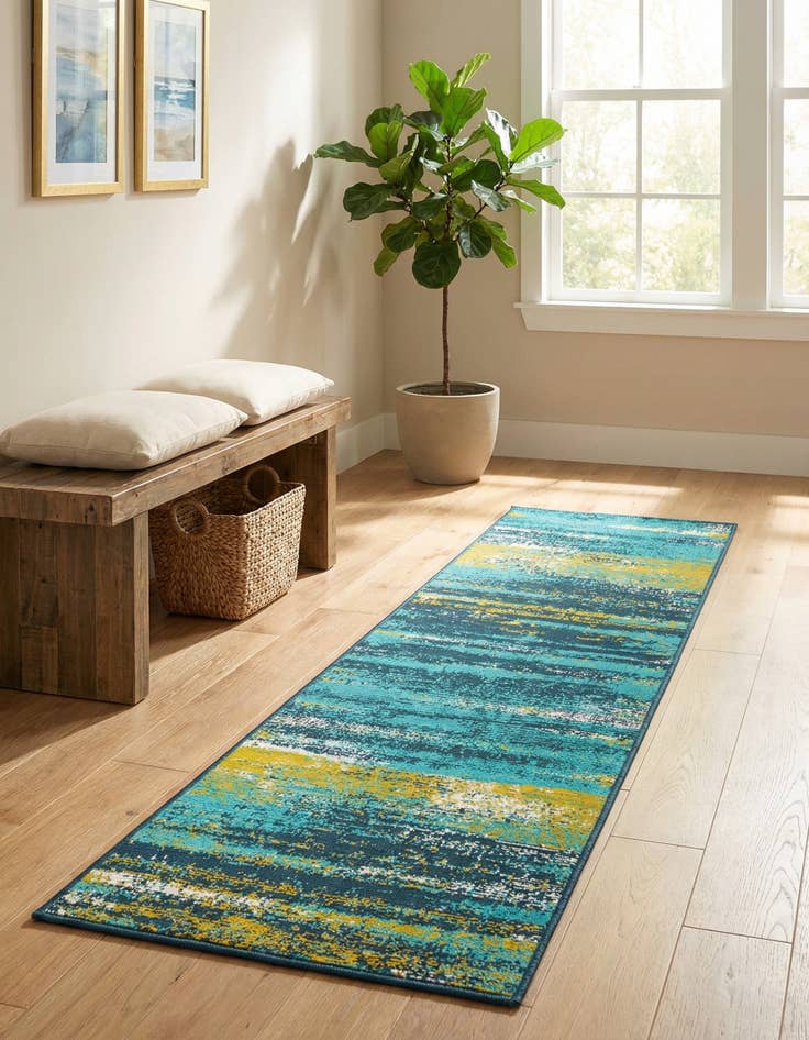 Detail image of 2' x 8' Easy-Clean Coastal Indoor / Outdoor Runner Rug