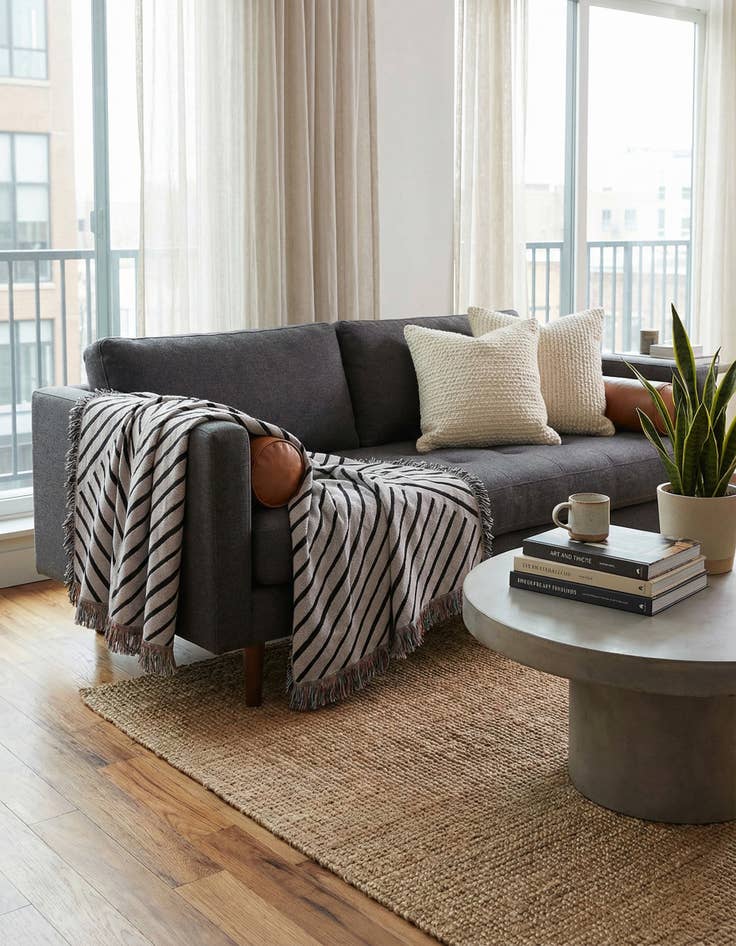 Detail image of 4' 6 x 6' Geometric Lines 1 Throw Blanket