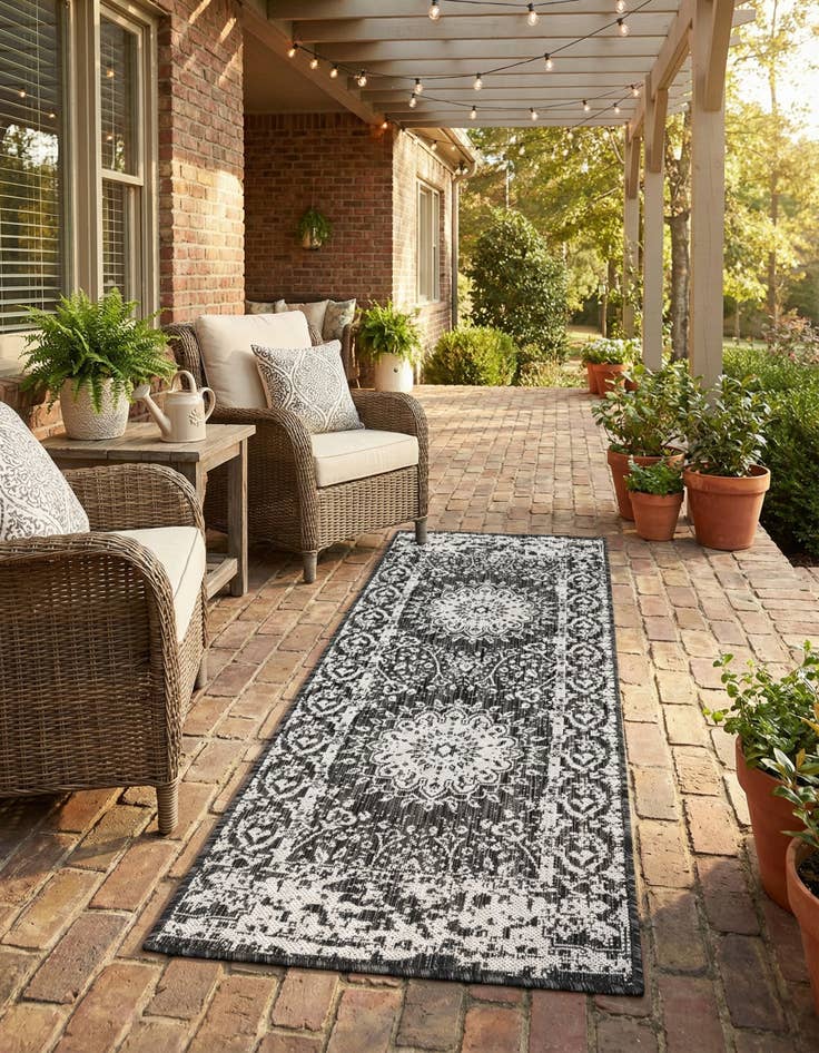 Detail image of 2' x 5' 3  Washable Traditional Indoor / Outdoor Runner Rug