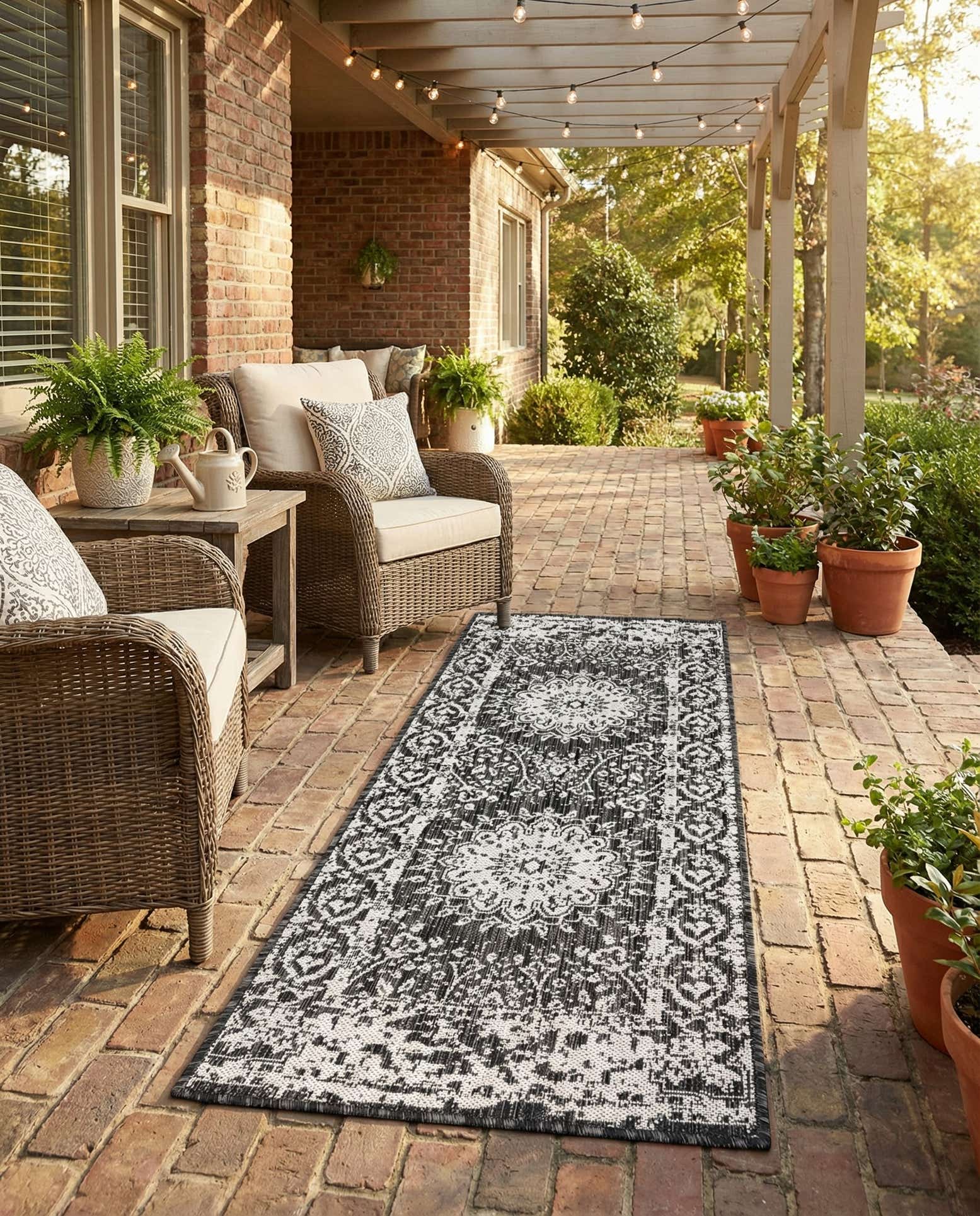 2' x 5' 3 Easy-Clean Traditional Indoor / Outdoor Runner Rug