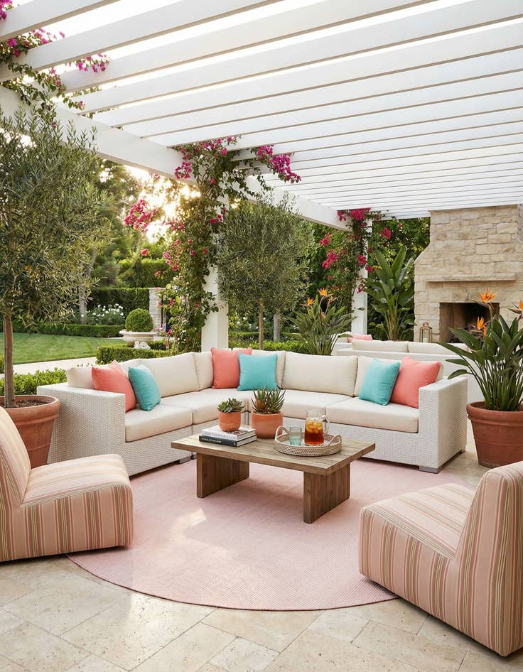 Detail image of 10' x 10'  Washable Jill Zarin Palm Springs Indoor / Outdoor Round Rug