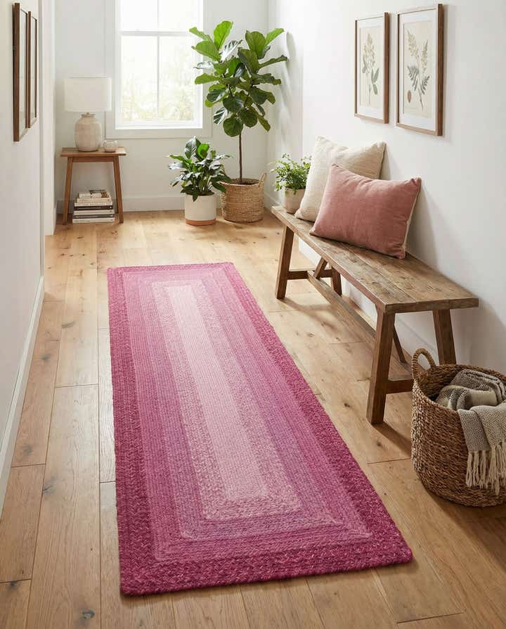 2' x 6' 1 Handmade Hand Braided Wool Runner Rug
