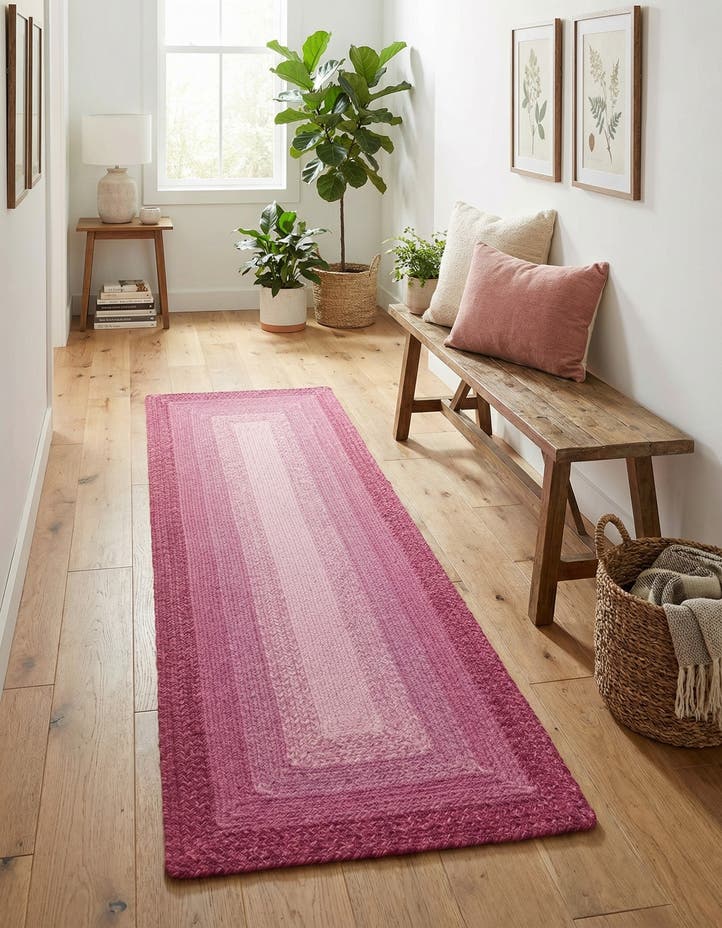 2' x 6' 1 Handmade Hand Braided Wool Runne...