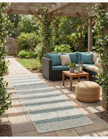 Light Gray Easy-Clean Jill Zarin Anguilla Indoor / Outdoor Runner Rug