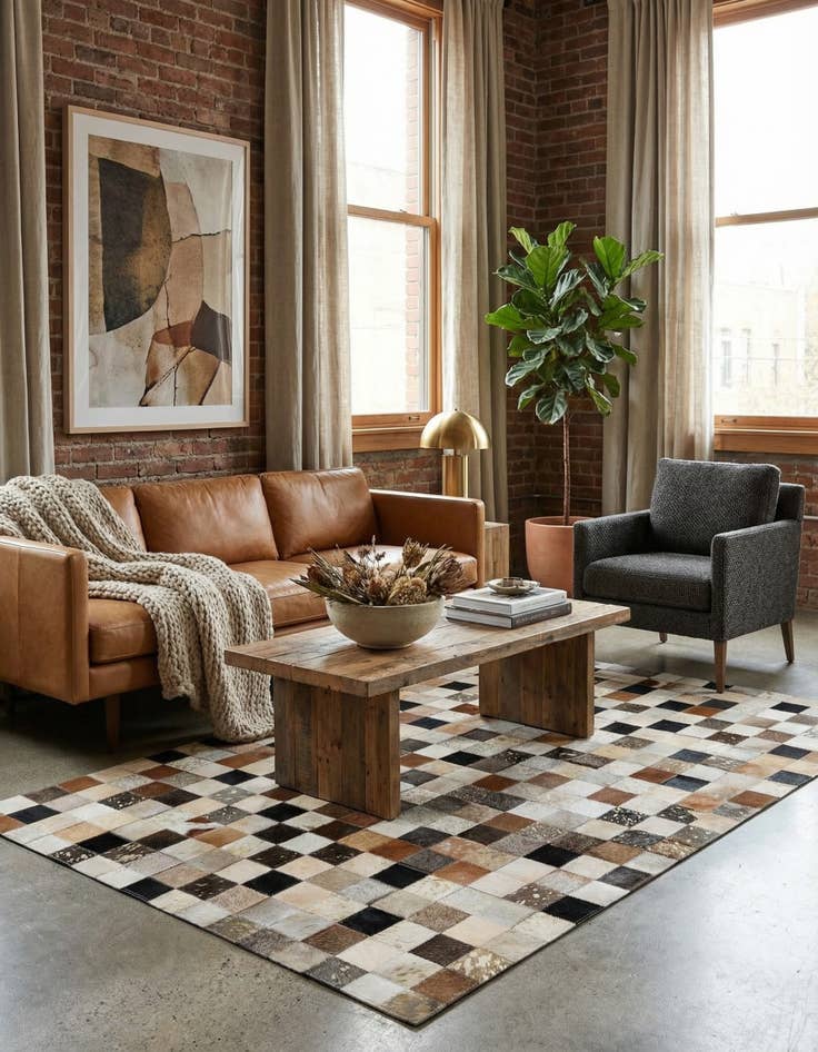 Detail image of 4' 1 x 5' 11 Cowhide - Patchwork Rug