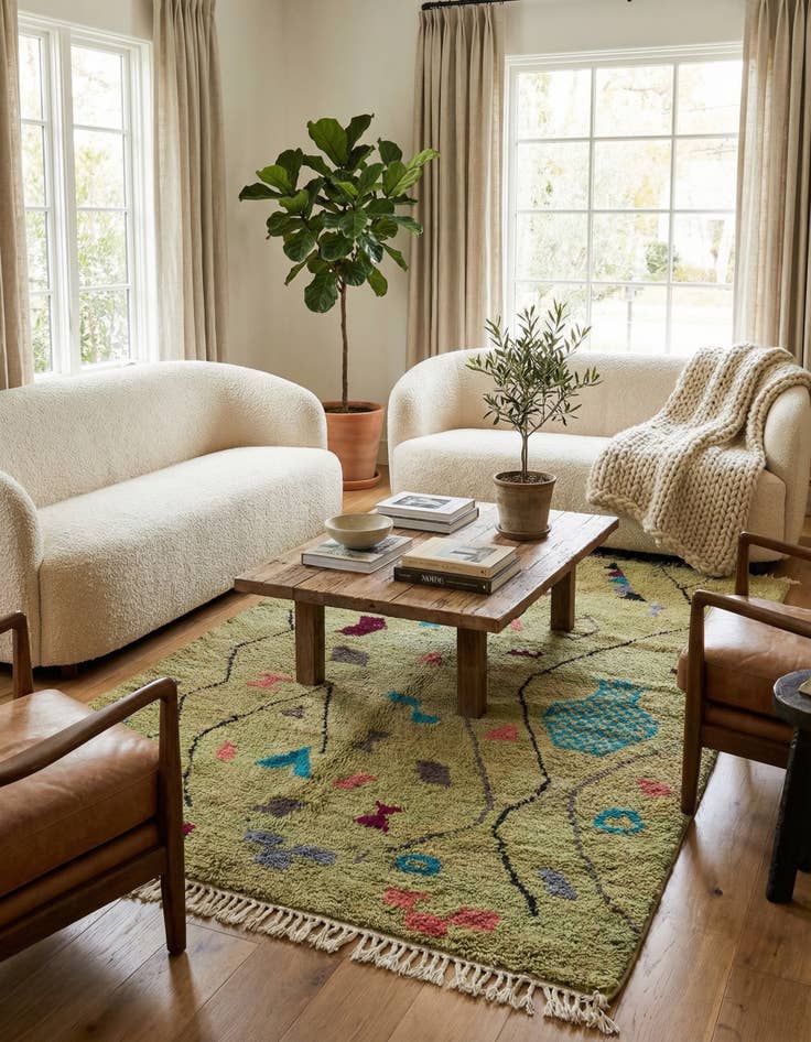 Detail image of 5' 3 x 8'  Hand Knotted Moroccan Wool Rug