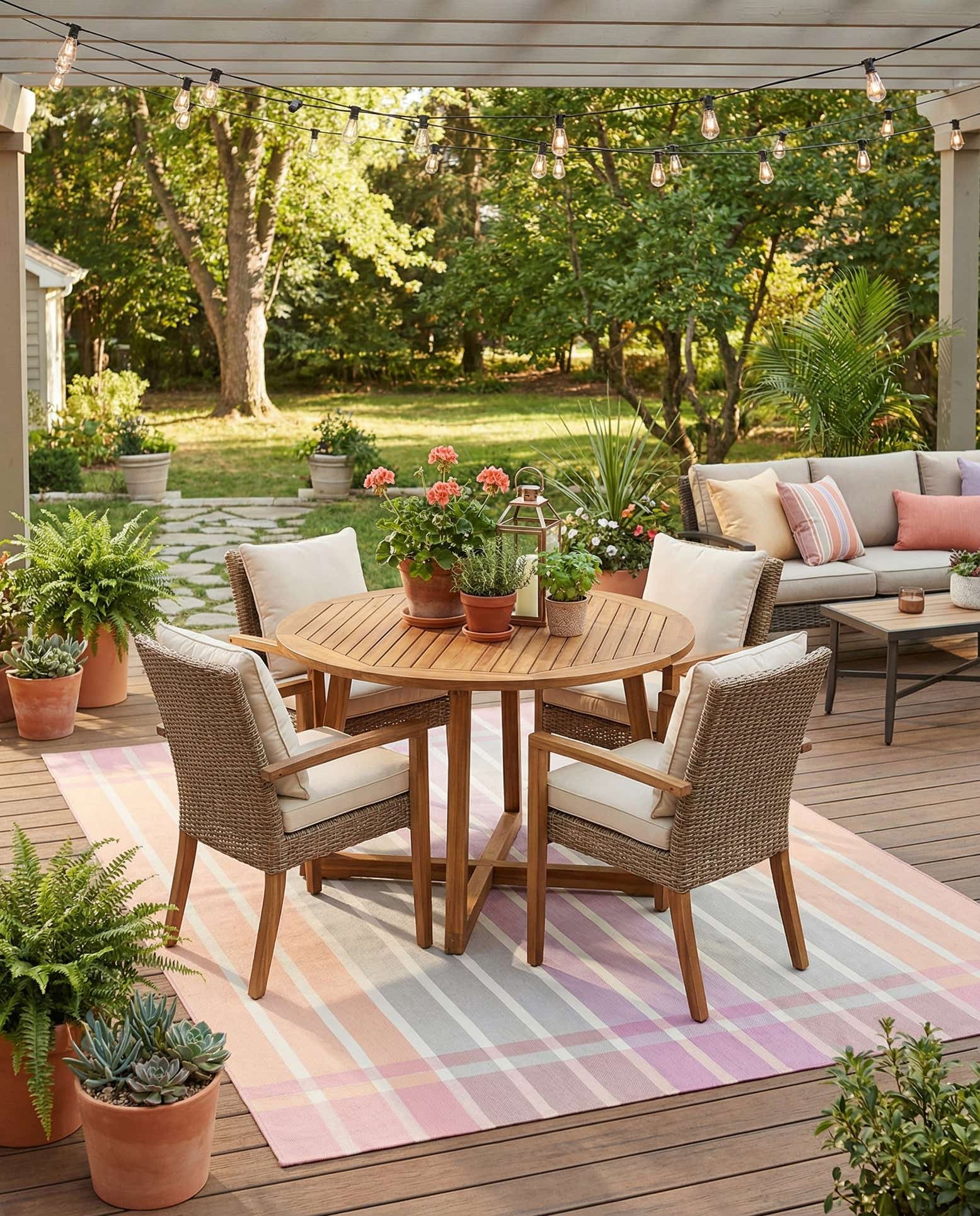 7' 10 x 10' Easy-Clean Striped Indoor / Outdoor Rug