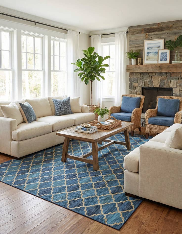 Detail image of 10' x 12' Easy-Clean Trellis Indoor / Outdoor Rug