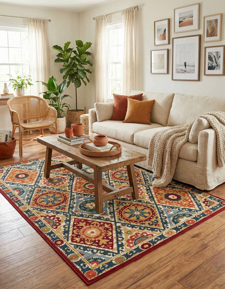 Detail image of 4' x 6' Easy-Clean Modern Indoor / Outdoor Rug