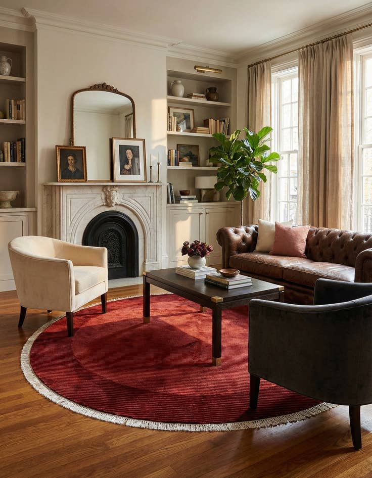 Detail image of 6' 6 x 6' 6  Hand Knotted Darya Wool Round Rug