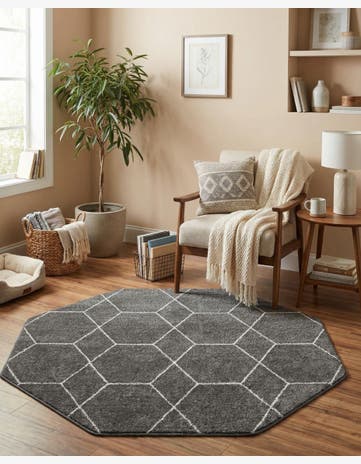 5' 3 x 5' 3 Trellis Frieze Octagon Rug