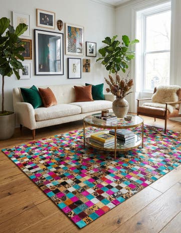5' x 8' Cowhide Leather Rug