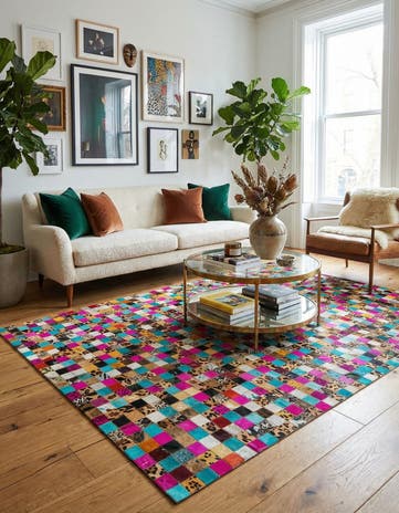 5' x 8' Cowhide Leather Rug