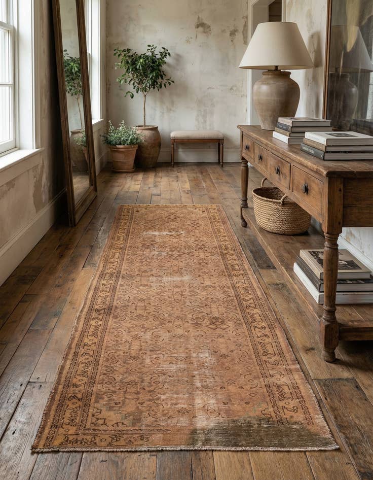 Detail image of 3' 9 x 9' 8  Hand Knotted Ultra Vintage Persian Wool Runner Rug