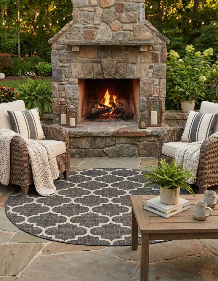 Detail image of 3' x 6'  Washable Trellis Indoor / Outdoor Hearth Rug
