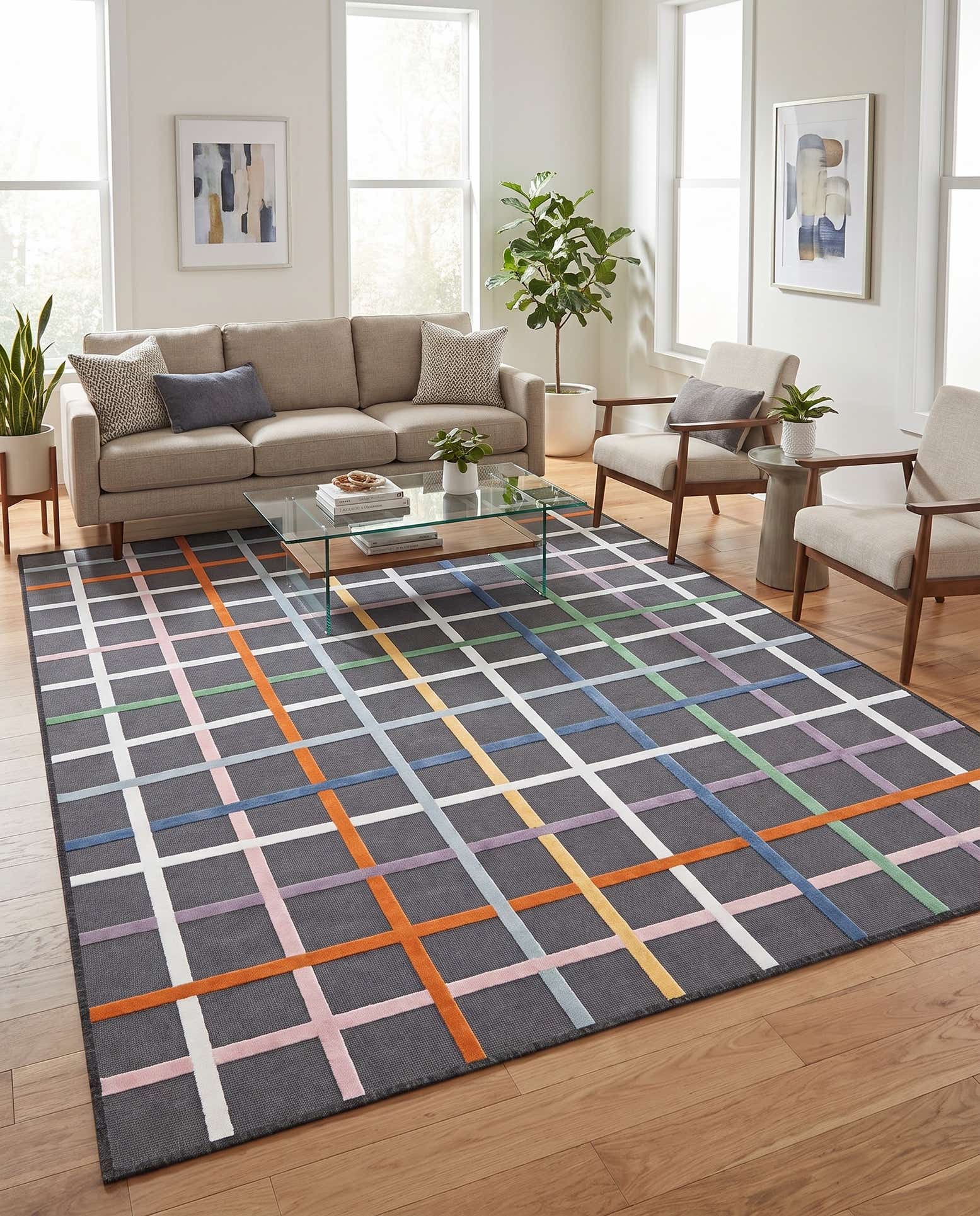8' 2 x 10' Easy-Clean Checkered Indoor / Outdoor Rug