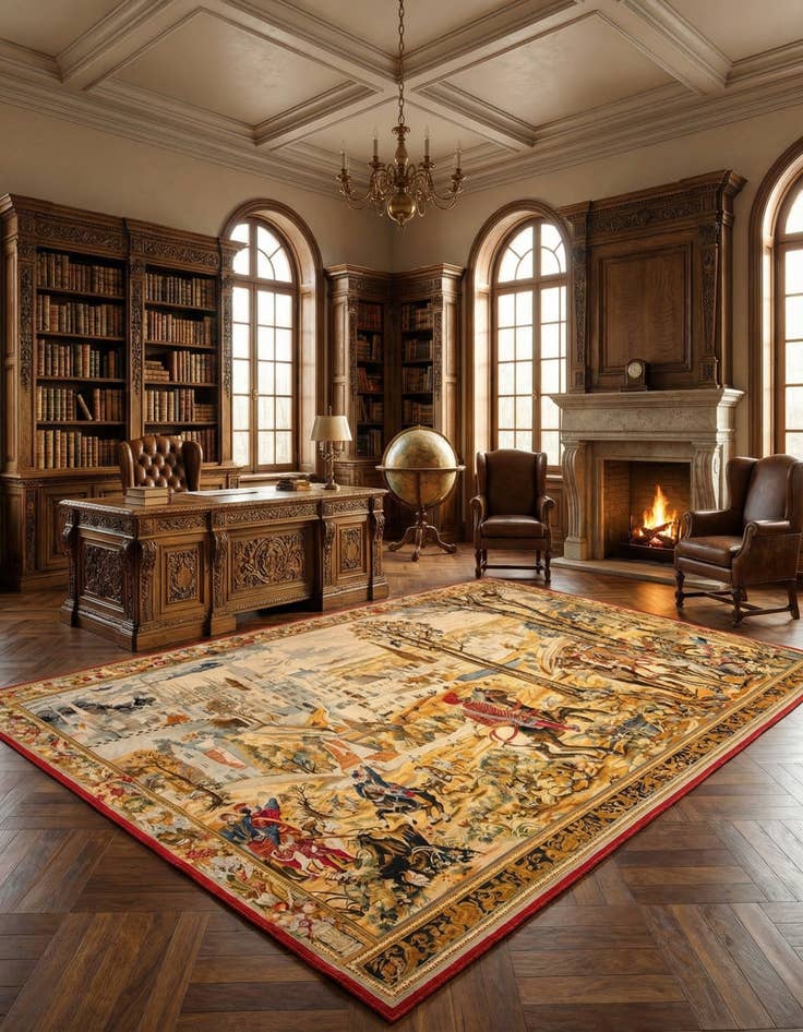 Detail image of 9' 4 x 15' 2  Hand Knotted Needle Point Rug