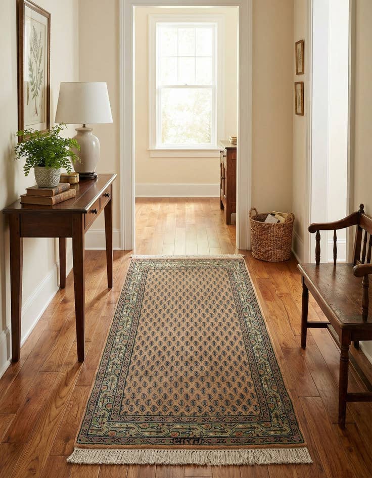 Detail image of  2' 4 x 4' 7  Hand Knotted Mir Wool Runner Rug