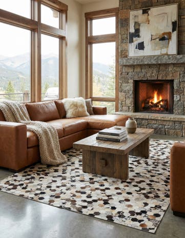 5' 1 x 8' 2 Cowhide Leather Rug