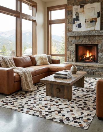 5' 1 x 8' 2 Cowhide Leather Rug