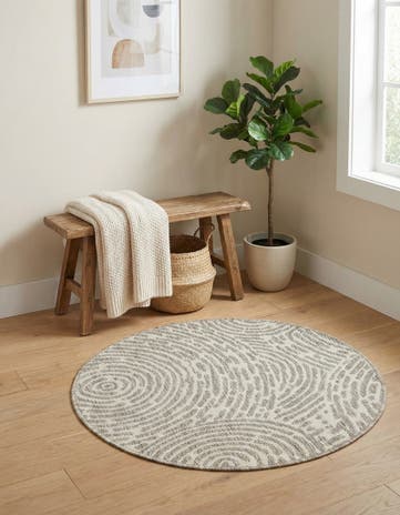 3' x 3' Easy-Clean Modern Indoor / Outdoor Round Rug