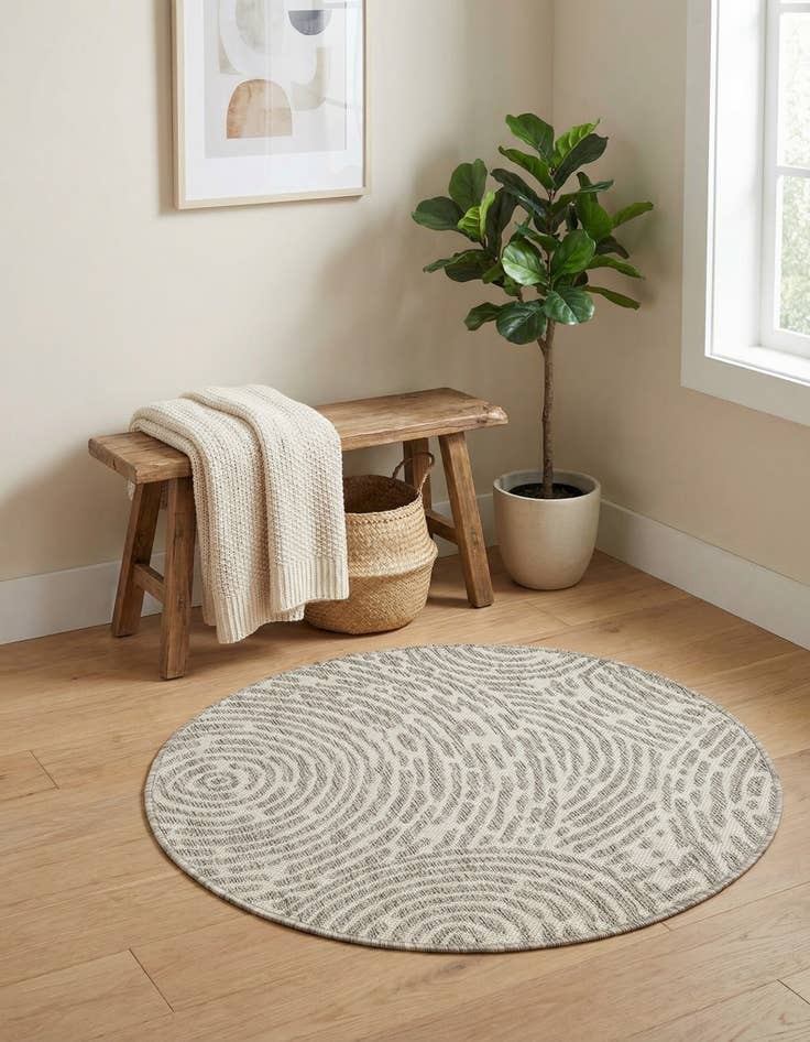 Detail image of  3' x 3'  Washable Modern Indoor / Outdoor Round Rug